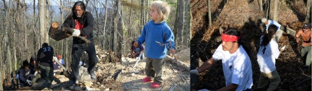 Work Day at the Smoky Mountain Peace Pagoda, Newport, NC, 2006-04-11 - collage