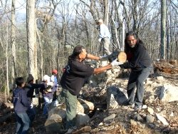 Work Day at the Smoky Mountains Peace Pagoda, Newport, NC, 2006-04-11 - Larry & Dennis Banks, Treestump Brigade